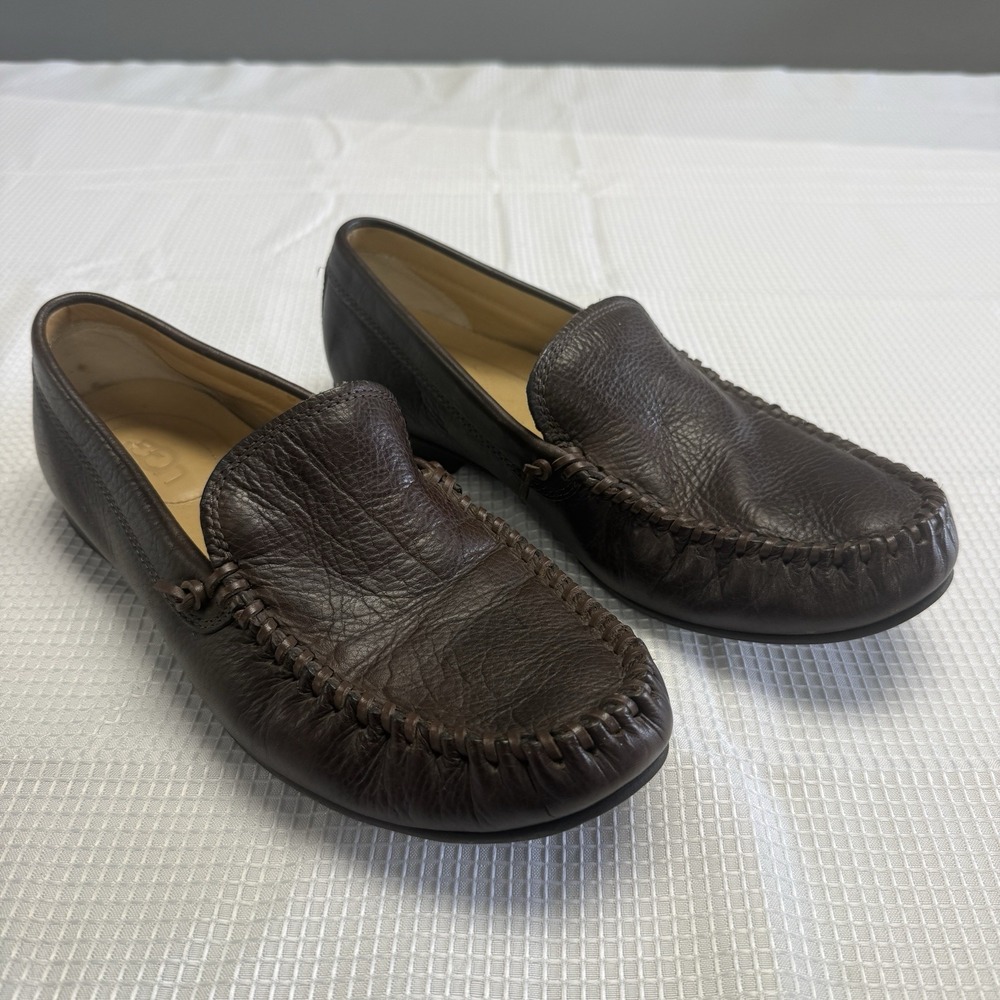 UGG Mens Jennings Classic Slip-On Brown Leather Loafers Driving Shoes Size 9